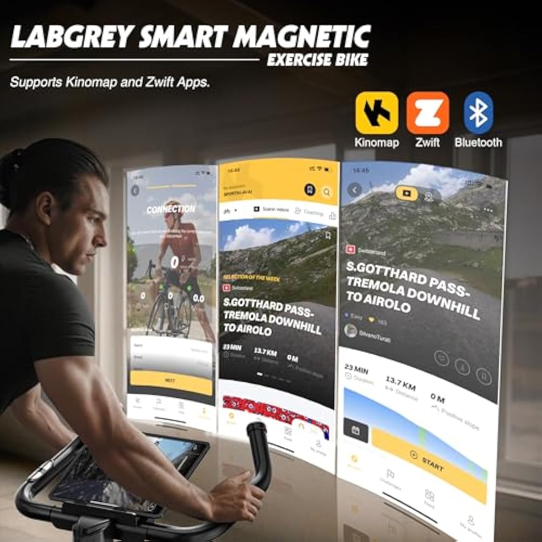 LABGREY Exercise Bike Indoor Cycling Bike Stationary Cycle Bike with Heart Rate Sensor & Comfortable Seat Cushion, Quiet Fitness Bike for Home Cardio Workout