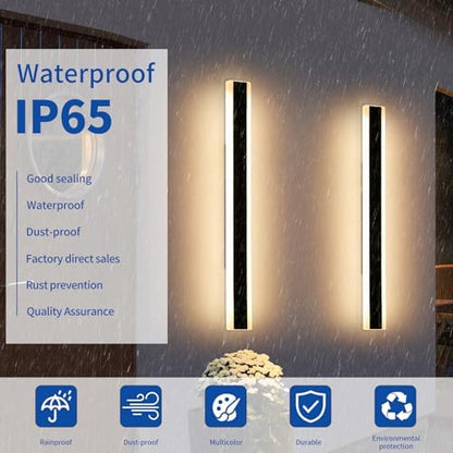 Mikeru 100cm LED Long Outdoor Wall Light, 2pack 3 Colour Light 3000k/4500k/6000k Garden Wall Light, IP65 Rainproof Acrylic Wall Sconce for Living Room, Garden, Courtyard, Villa