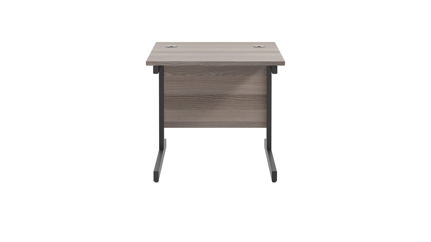 Office Hippo Heavy Duty Rectangular Cantilever Office Desk, Grey Oak Top/Black Frame, 80x80 cm