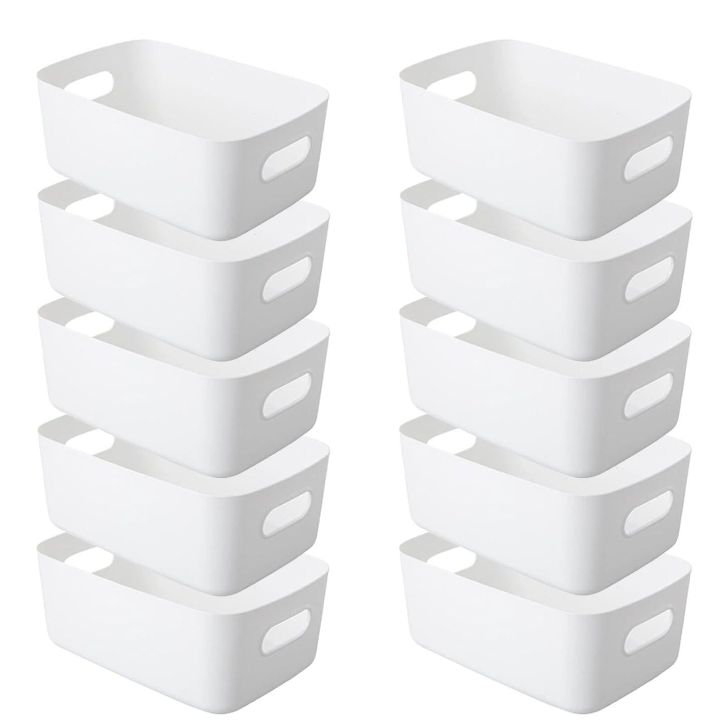 YUNSHANGHE Pack of 10 Storage Boxes Plastic Storage Basket with Handles, 30 x 20 x 12 cm Storage Plastic Box for Kitchen Cabinet Bathroom Shelf