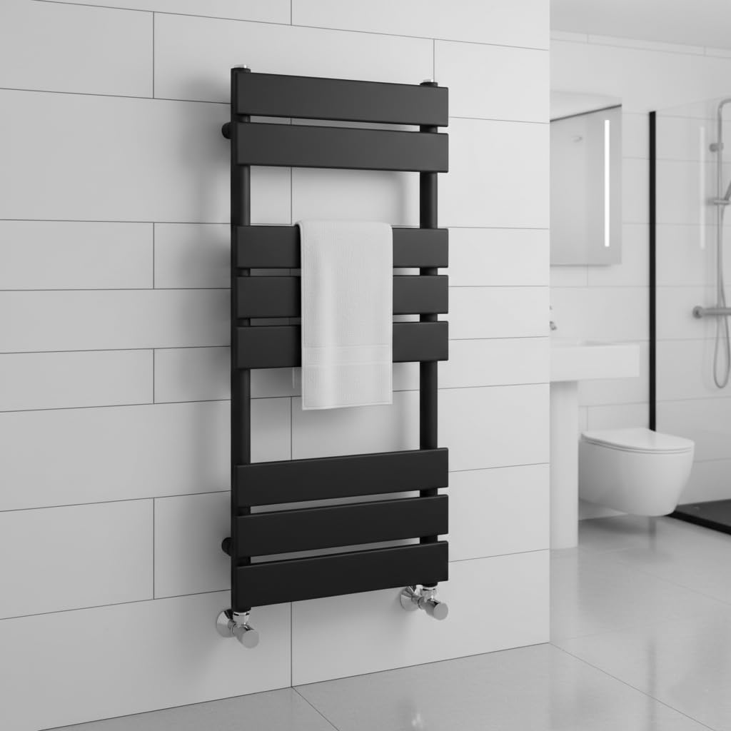 Greened House Richmond Heated Towel Rail Black 500mm W x 800mm H