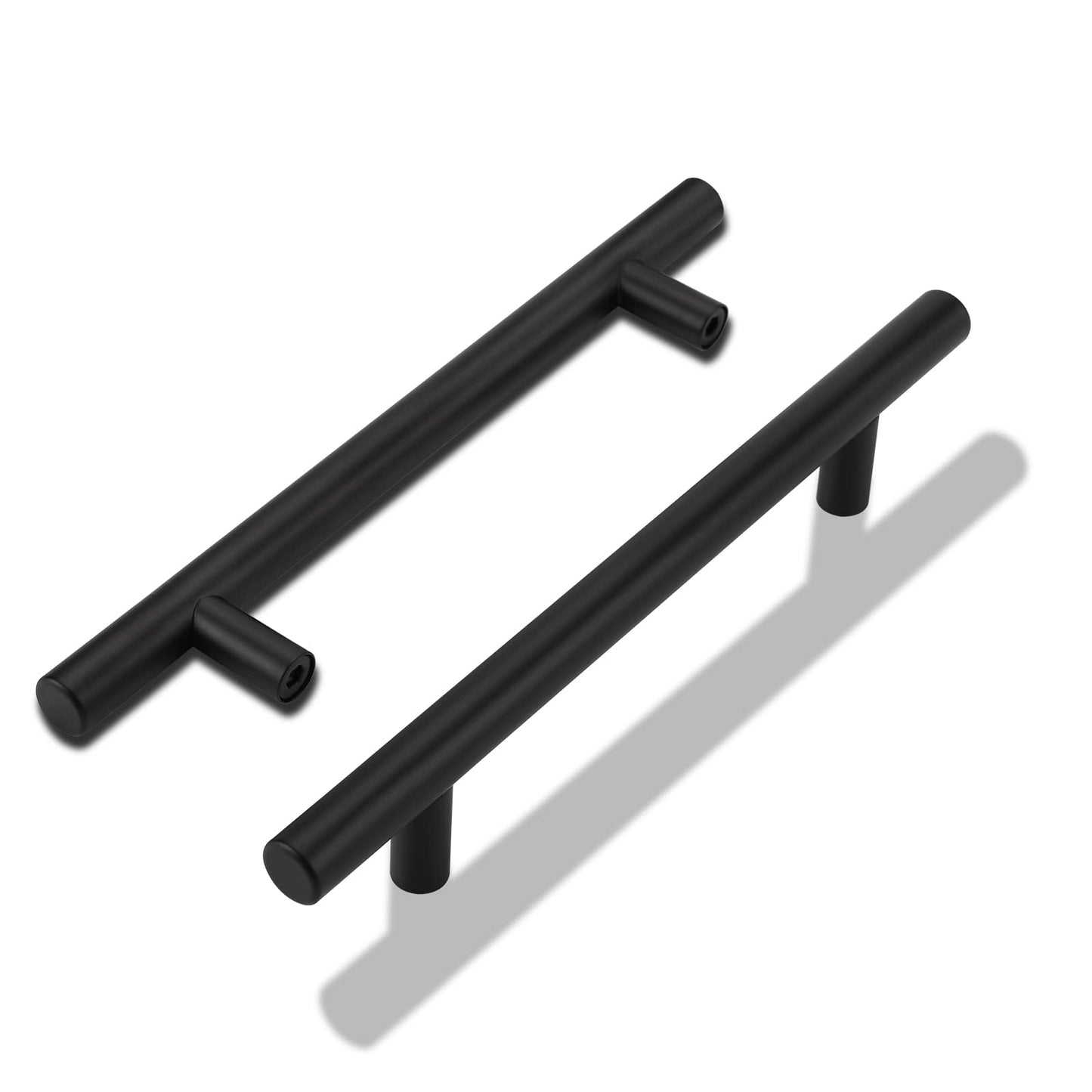 LONTAN 12 Pack Black Kitchen Handles 128mm Black Cupboard Handles Kitchen Door Pulls Drawer Pulls for Cabinet Wardrobe Bathroom Stainless Steel