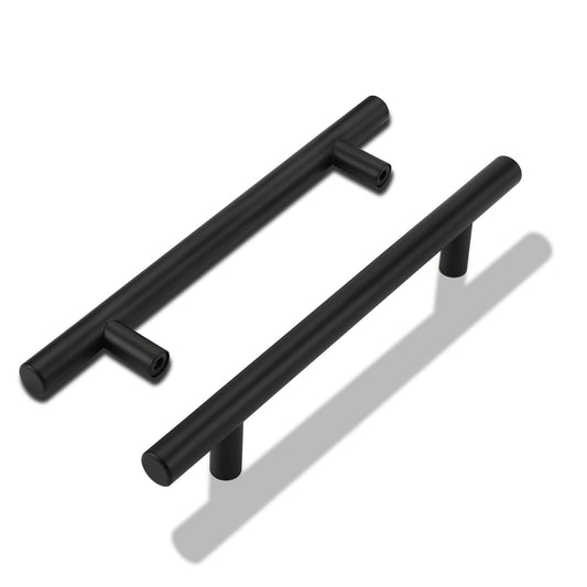 LONTAN 12 Pack Black Kitchen Handles 128mm Black Cupboard Handles Kitchen Door Pulls Drawer Pulls for Cabinet Wardrobe Bathroom Stainless Steel