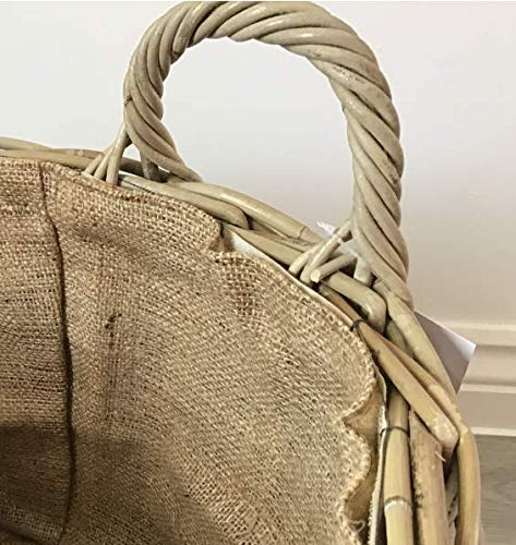 Round Kindling/Storage Basket, Hessian Lined, Excellent Quality, Very Strong Kuba Rattan Small