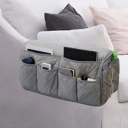 Namvo Sofa Chair Couch Armrest Organizer, Anti-Slip Armchair Storage Bag, Fits For Tablet, Phone, Pad, Book, Magazines, TV Remote Control Grey