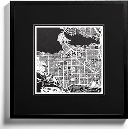 Vancouver Paper Cut Map White 30x30 cm Paper Art