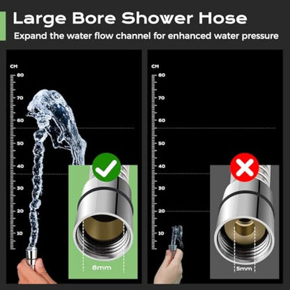 Shower Hose 1.5m - SAMODRA 10mm Large Bore Stainless Steel Shower Hose Replacement Leakproof & Anti-Kink, Chrome