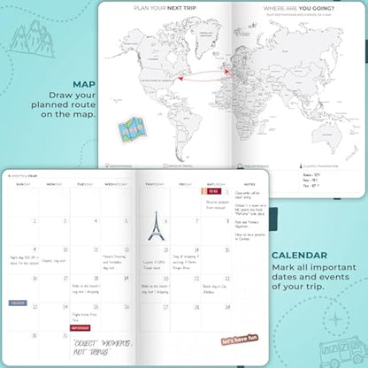Clever Fox Travel Journal – Vacation Planner with Budget Plan, Packing List, Expense Tracker & Trip Journal – Travelling Itinerary Organizer for Women, Men & Couples – A5 Size, Aquamarine