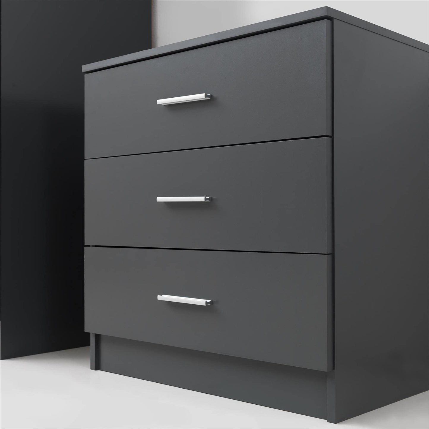 Timber Art Design UK Rio Costa 3 Drawer Bedroom Chest of Drawers with Chrome Metal Handles & Runners Storage Organiser Unit for Hallway Living Room