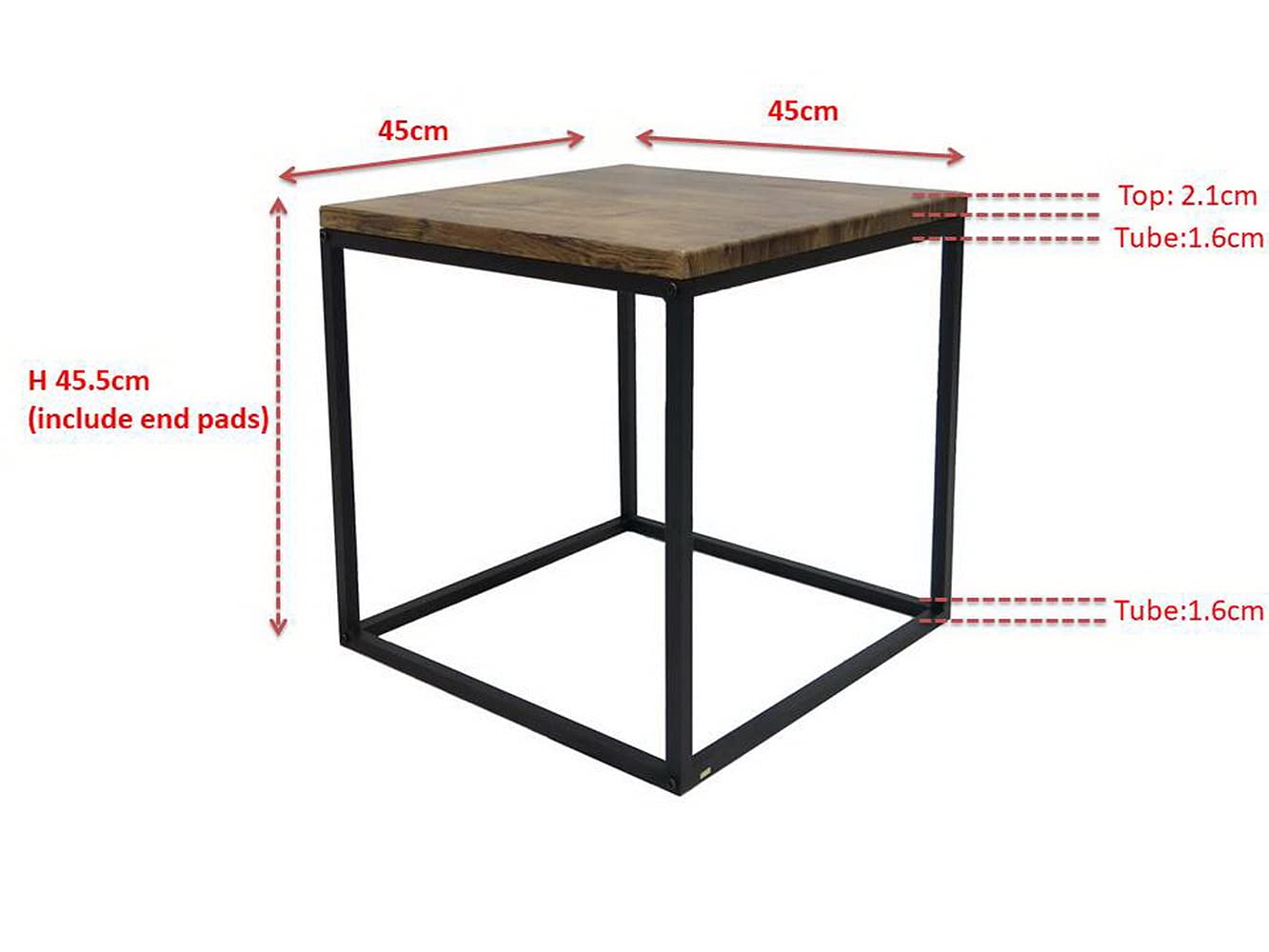 ASPECT Savona Square Coffee/Side End Table (Vintage/Black, 45x45x45cm)