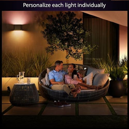 Philips Hue White and Colour Ambiance Dymera Smart Indoor and Outdoor Wall Light, White and Colour Light, Hue Bridge Required for Outdoor Use, Voice Control with Alexa, Apple Home, Google Assistant