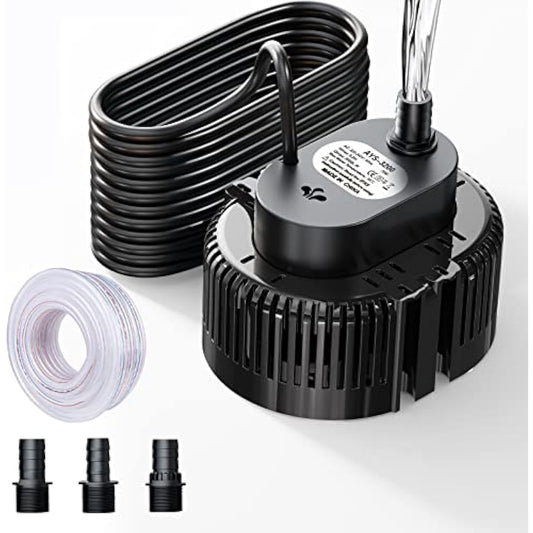 Lnicez 𝟯𝟬𝟬𝟬𝐋／𝐇 Submersible Water Pump, Powerful Portable Water Pump(75W) with 5m Drainage Hose & 7.5m Upgraded Power Cord for Swimming Pools, Fish Tank, Pond,3 Nozzles