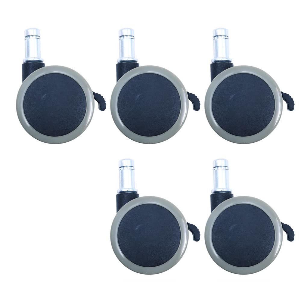 WANGCL Office Chair Casters Floor Protecting Rubber Set of 5 50 MM Castor Wheels with Standard Stem Size Gray