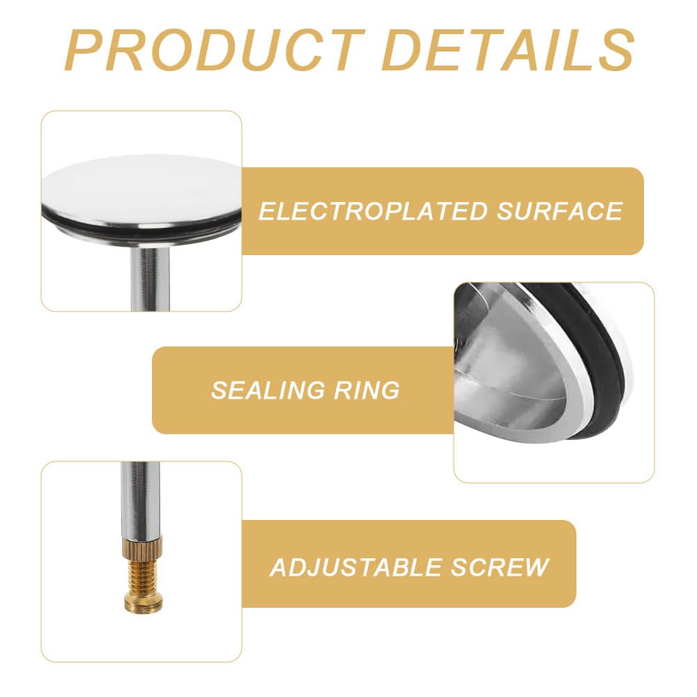 Vaniika Adjustable BathPlug, Screw 43mm Cover Pop-Up Bathtub Chock Plug 8mm Pole, Bath Tub Heavy Duty Brass Chrome Bathtub for UK Standard Bathtub