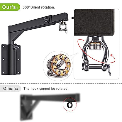 BeneLabel Punch Bag Bracket, Boxing Bag Wall Stand Frame Heavy Duty Speed Bag Hanger Silent Rotation with Adjustable 44-64cm Length & 33-45cm Height