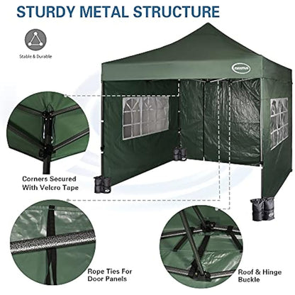 MAXIMUS® Heavy Duty Gazebo 3m x 3m commercial Gazebo Market Stall Pop Up Tent With 4 Sides (Green)