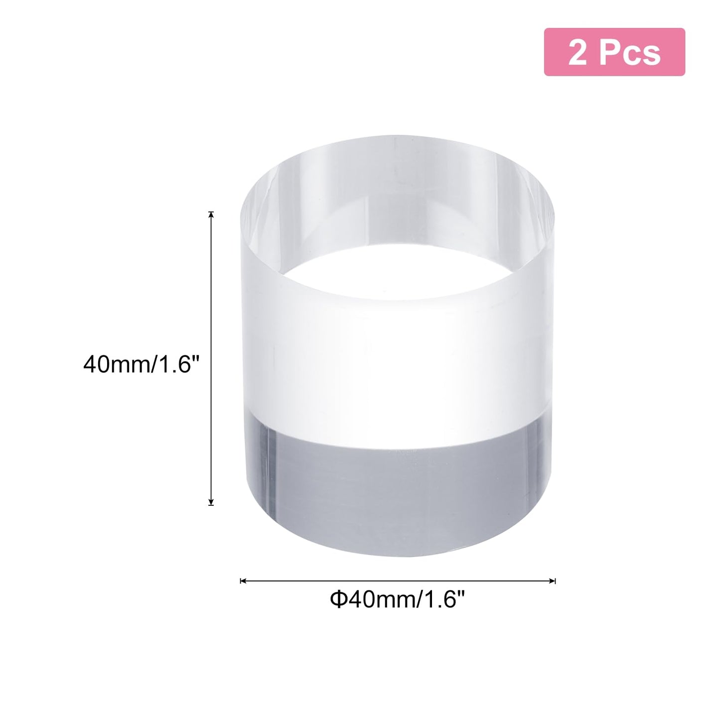 sourcing map 2pcs Acrylic Cylinder Display Blocks, 40 x 40 mm/1.6" x 1.6" Clear Jewelry Display Base Polished Cube Riser Stand Display Holder Base