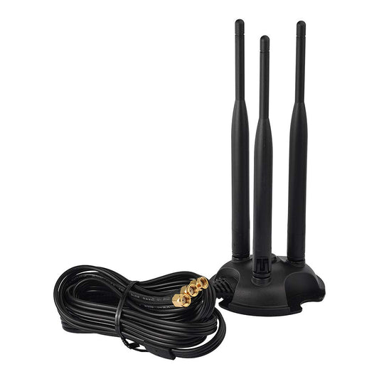 Eightwood WiFi Antenna 2.4GHz 5GHz Dual Band WiFi aerial, Triple RP-SMA External Antenna for PC, PCIe Card, Wireless Router, Mobile Hotspot