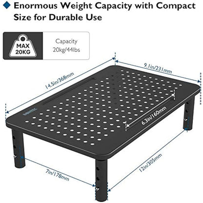 BONTEC Metal Monitor Stand, Ergonomic Height Adjustable Computer Monitor Riser for Desks with Cable Management for Computer, iMac, PC up to 20KG(2 Pack)