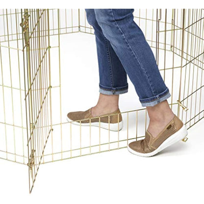 MidWest Homes for Pets Folding Metal Dog Exercise Pen and Pet Playpen with Door, Includes Grounding Stakes and Provides 1.5 Meters of Play Space, 122 cm Tall, Gold Zinc, 548-48