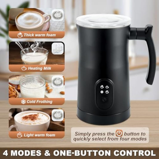 Qeelin Electric Milk Frother, 4 in 1 Milk Steamer,11.8oz/350ml Automatic Warm and Cold Foam Maker for Coffee,Latte, Cappuccino, Macchiato, Hot Chocolate