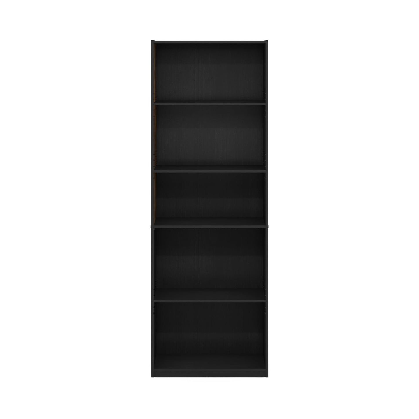 Furinno GEHRY Book Shelf, 5-Tier Bookshelf, Bookcase with Adjustable Shelves, 11.6 x 24.8 x 71.4, for Living Room, Bedroom, Home Office, Blackwood