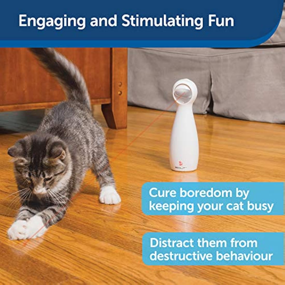 PetSafe FroliCat Stimulating Exercise Laser Cat Toy, Adjustable, clear
