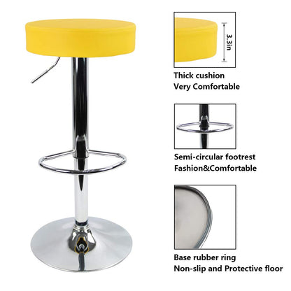 KKTONER Round Bar Stool PU Leather with Footrest Height Adjustable Swivel Pub Chair Home Kitchen Bar stools Backless Stool (Yellow)