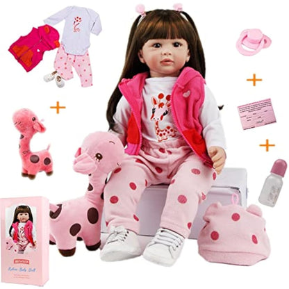 ZIYIUI Reborn Doll 24 Inch 60 Cm Reborn Baby Dolls Look Real Girl Realistic Soft Silicone Vinyl Reborn Gilr Toddler Realistic Real Lifelike Newborn Baby Girl Toy Xmas Gift