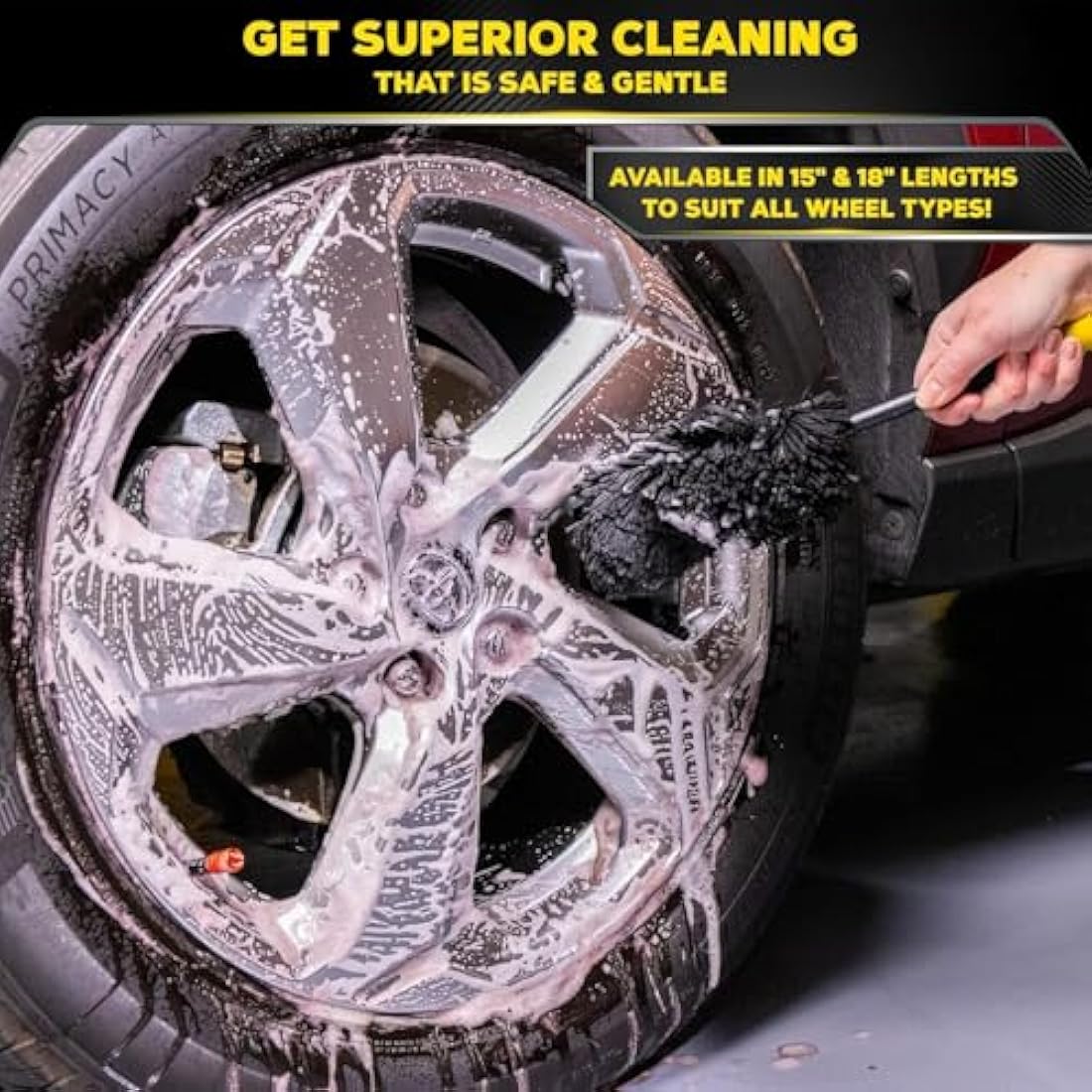 Meguiar's X1902EU Supreme Microfibre Wheel Brush, Medium, Completely Safe Wheel Cleaning, Black