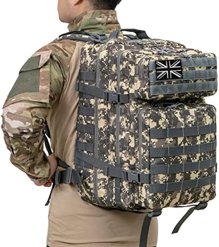QT&QY 45L Military Tactical Backpacks Molle Army Assault Pack 3 Day Bug Out Bag Hiking Treeking Camouflage Hunting Rucksack