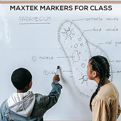 maxtek Whiteboard Pens Black, 12pcs Whiteboard Markers Dry Erase, Bullet Tip Dry Wipe Pens Low Odor for Office, Schools, Home