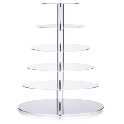 Ulifeme Cupcake Stand, 6 Tier Cake Stands, Round Acrylic Display Cupcakes Tower for Wedding, Birthday & Party, 6''/8''/10''/12''/14''/16'' Diameter
