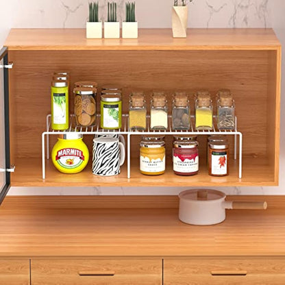 iPEGTOP Freezer Cabinet Storage Shelf, Expandable Metal Rustproof Spice Rack, Adjustable Kitchen Organizer Counter Fridge Pantry Shelf Space Saver, White, Set of 2