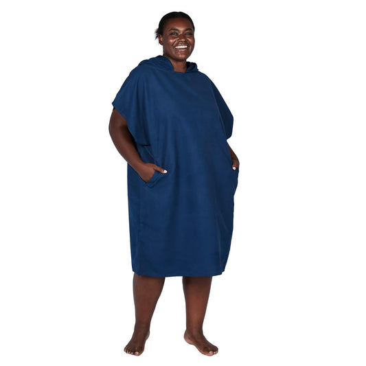 Dock & Bay Adult Beach Poncho - Hooded Towel with Deep Pockets - For Beach & Pool - Super Absorbent, Quick Dry - Yosemite Navy, Medium (90x70cm,