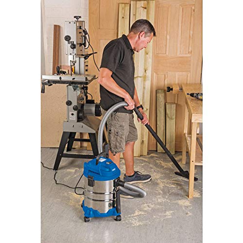 Draper 1250W 20 L Wet and Dry Vaccum Cleaner | 1.5m Flexible Hose and Acessories | 25 l/s Max Airflow | 15 kPa Vacuum Pressure | Home Car Carpet