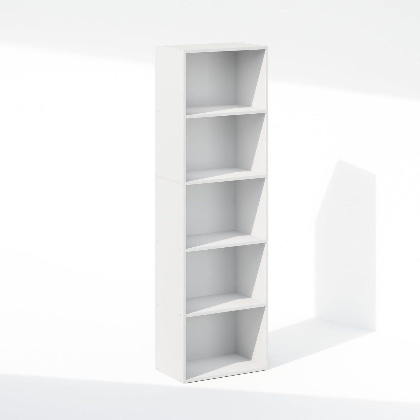 Furinno LUDER Book Shelf, 5-Cube Bookshelf, Bookcase with Open Shelf, 23.88 x 40.13 x 132.08 cm, for Living Room, Bedroom, Home Office, White