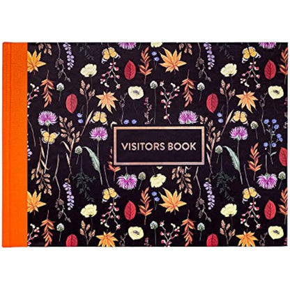Pukka Pad, Bloom A4 Visitors Book – 96 Pages with 768 Entry Spaces – Includes Record Date, Name, Address, and Comment Fields – 120 GSM Paper – Black