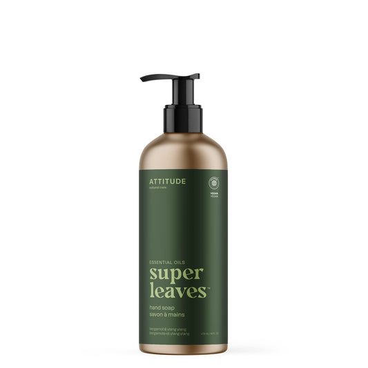 ATTITUDE Hand Soap, EWG Verified, Plant and Mineral-Based Ingredients, Vegan Personal Care Products, Refillable Aluminum Bottle, Bergamot and Ylang