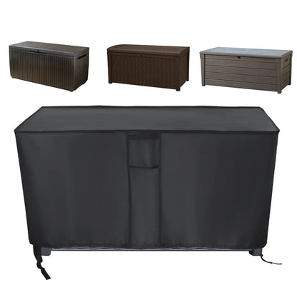 Kingling Deck Box Cover, Outdoor Storage Box Cover Waterproof, Outside Storage Bench Deck Boxes Covers Black 58" L x 33" W x 34" H