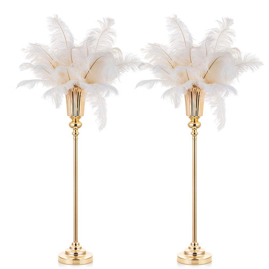 NUPTIO Gold Vase Centrepieces Tall: 2 Pcs 77.5cm Wedding Table Centerpieces Trumpet Vases Metal Flower Stand for Party Anniversary Ceremony Birthday