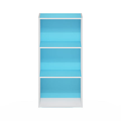 Furinno LUDER Book Shelf, 3-Tier Modern Bookshelf, Open Shelves Bookcase 9.3 x 16 x 31.4, for Living Room, Bedroom, Home Office, Light Blue/White