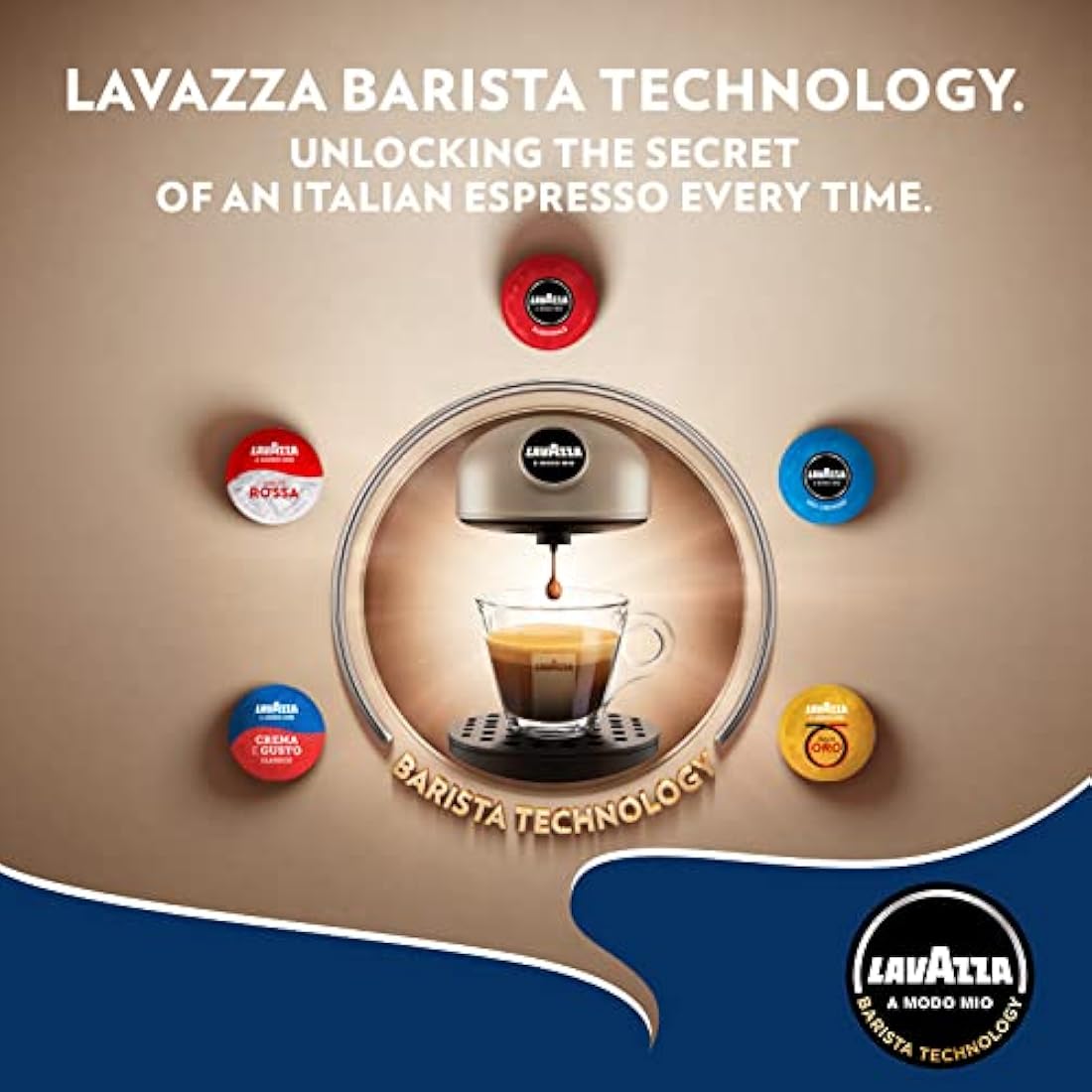 Lavazza, A Modo Mio Tiny Eco, Coffee Capsule Machine, Compact, Compatible with A Modo Mio Coffee Pods, with Automatic Shut-Off, Removable and Adjustable Cup Rest, 1450 W, 220-240 V AC, 50-60 Hz, Black
