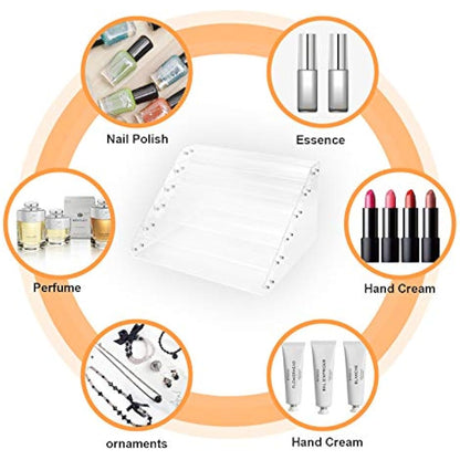 BTremary 6 Tiers Clear Nail Polish Display Rack Stand Holder,Acrylic Nail Polish Organiser Storage Rack Shelf Holds up to 96 Bottles,Essential Oil Paints Ink Holder (Fit 1-2oz Bottles)