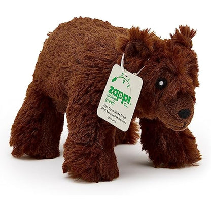 Zappi Co Ultra Soft Grizzly Bear Plush Toy (21cm Length) - 100% Recycled, Eco-Friendly, Newborn Gift, Realistic Lifelike