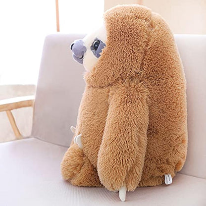 Winsterch Cuddly Stuffed Animal Sloth Toy - Large Teddy Baby Doll for Kids - Plush Sloth Gift for Birthdays (Brown, 20 inches)