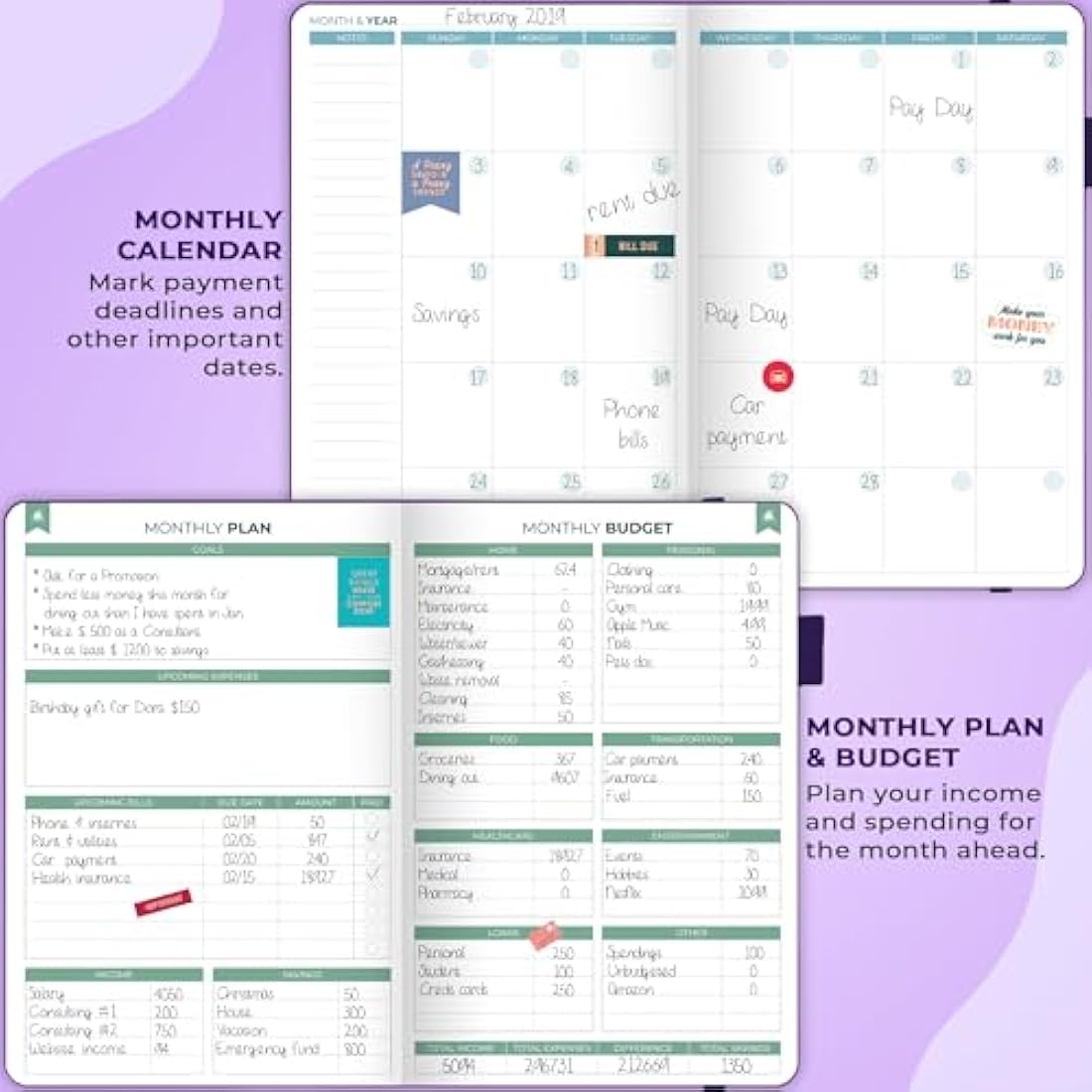 Clever Fox Budget Book 2.0 – Financial Planner & Expense Tracker Notebook. Monthly Budgeting Money Organizer. Compact, 13.5x19cm (Purple)