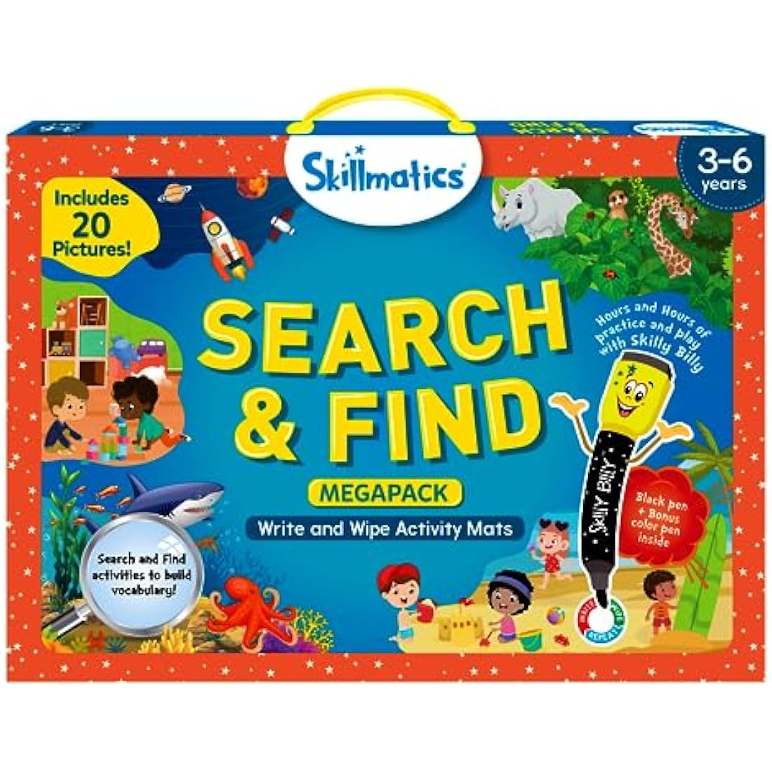 Skillmatics Search and Find Megapack - Reusable Preschool Learning Activities, Vocabulary Building Educational Game, Gifts for Ages 3, 4, 5, 6