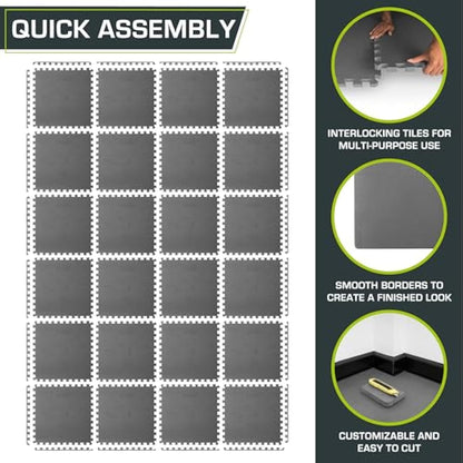 ProsourceFit Exercise Puzzle Mat EVA Foam Interlocking Tiles Protective and Cushion Flooring for Gym Equipment, Exercise and Play Area