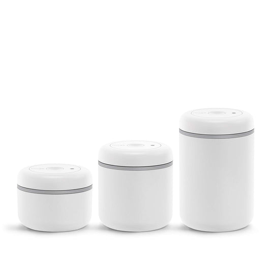 Fellow Atmos Vacuum Canister for Coffee & Food Storage - Airtight Sealed Container, Matte White, Small Coffee Bean Storage, 0.4 Litre Jar